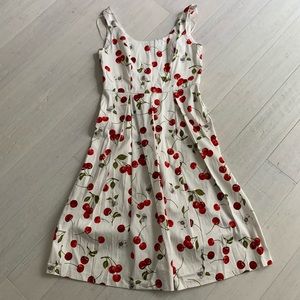 Fresh and sweet cherry print summer dress